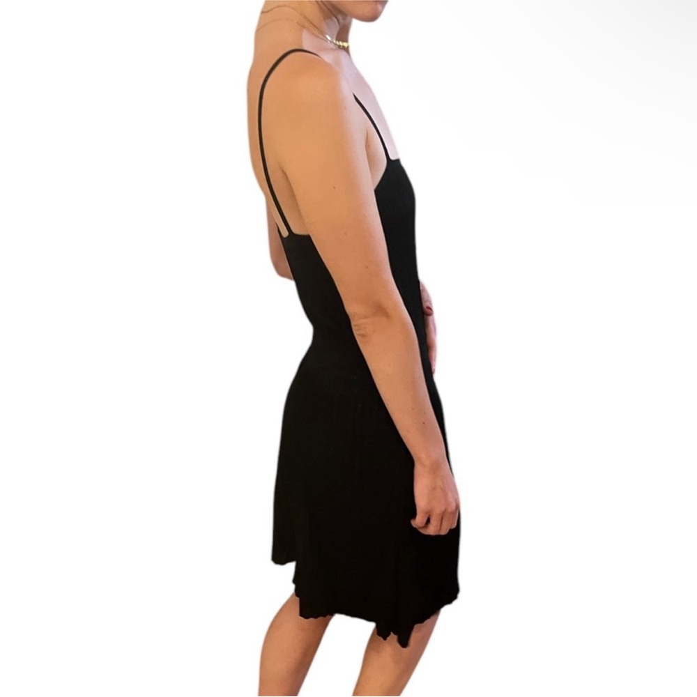 Gucci Black Silky Knit Pleated Drop Waist Strappy Midi Dress Tassel Tie Belt S - Picture 9 of 16